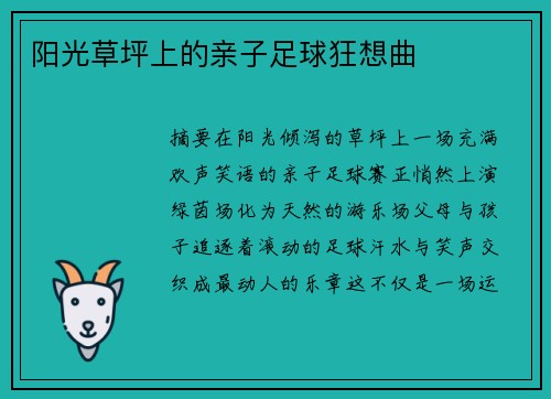 阳光草坪上的亲子足球狂想曲