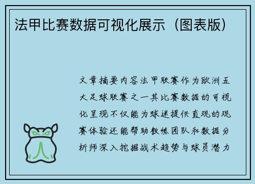 法甲比赛数据可视化展示（图表版）